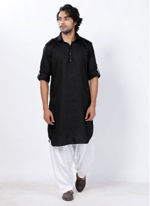 Black And White Pathani Suit For Men