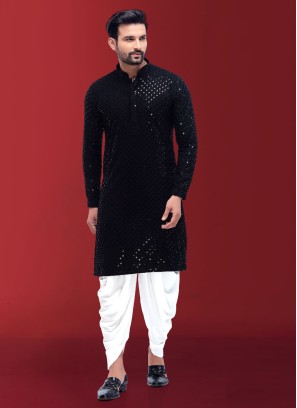 Black And White Peshawari Style Indowestern