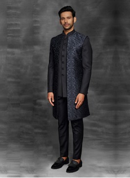 Black Color Koti Style Indowestern