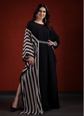 Black Designer Kaftan Style Gown