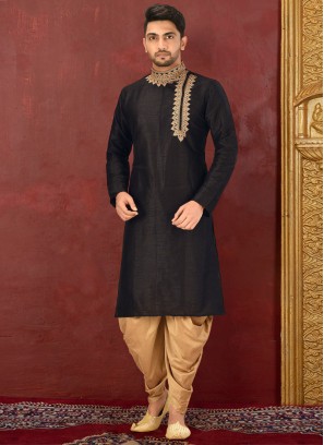 Black Dhoti Style Kurta Set