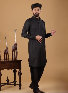 Black Eid Special Pathani Set For Men