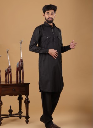 Black Eid Special Pathani Set For Men