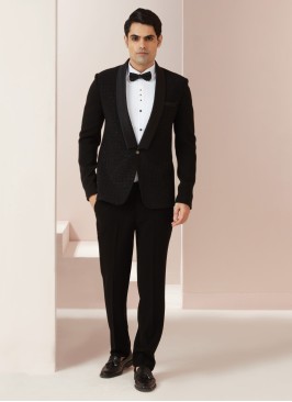 Black Emboidred Suit For Mens