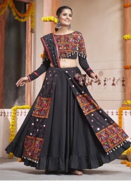 Black Embroidered Designer Navratri Lehenga Choli