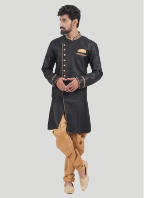 Black Fancy Indowestern In Silk Fabric