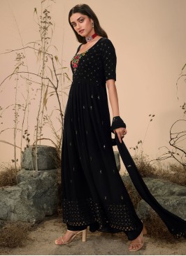 Stunning Black Georgette Palazzo Salwar Kameez