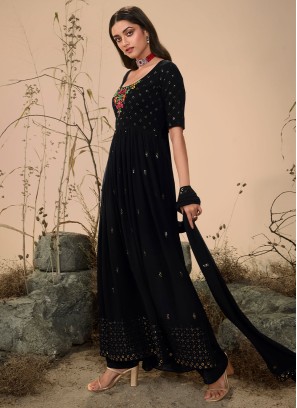 Stunning Black Georgette Palazzo Salwar Kameez