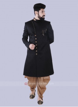 Black & Golden Indo Western For Men