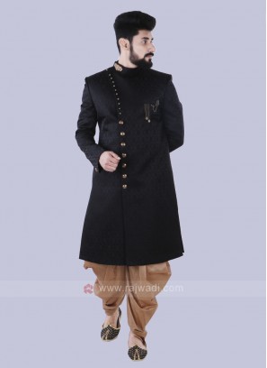 Black & Golden Indo Western For Men