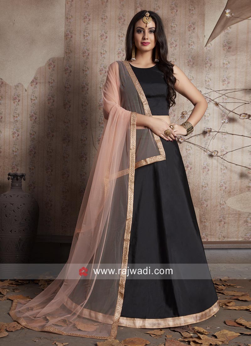 Black Lehenga with Golden Border - Basic Ecommerce