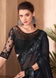 Shimmer Black Embroidered Silk Contemporary Saree