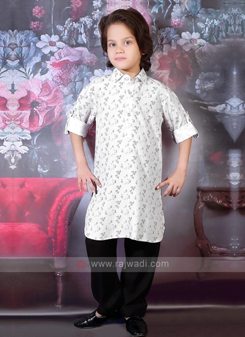 Black White Boys Pathani Suit