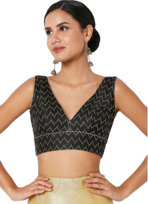 Black Zig Zag Work Readymade Blouse