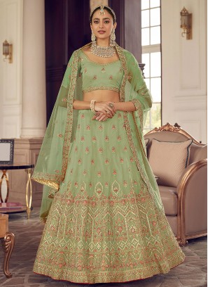 Blooming Green Organza Designer Lehenga Choli