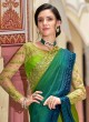 Blue and Green Shaded Silk Contemporary Saree