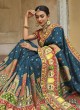 Designer Blue Bandhani Printed Silk Saree