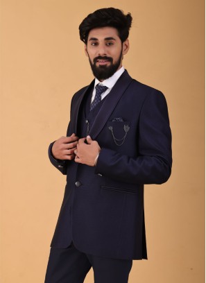 Blue Color Imported Fabric Suit In Groom