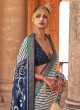 Blue & Off White Patola Printed Silk Saree