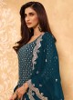 Blue Embroidered Faux Georgette Designer Pakistani Salwar Suit