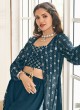 Dark Rama Blue Sharara Set with Jacket