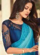 Blue Embroidered Silk Traditional Designer Saree