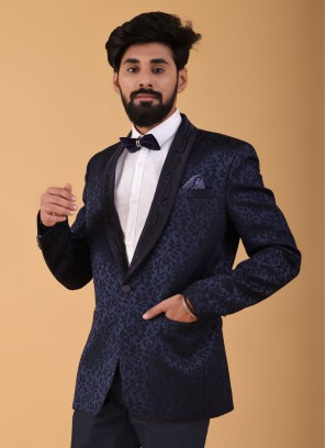 Blue Imported Suit For Reception Wear