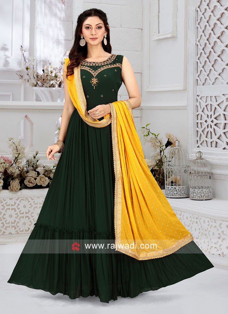 Green Heavy Georgette Shamita Shetty Anarkali Suit SRSA281605D –  ShreeFashionWear