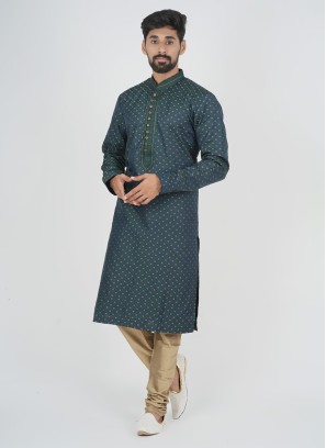 Bottle Green Silk Fabric Kurta Pajama