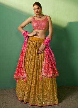 Contemporary Mustard Yellow Lehenga Choli With Dupatta