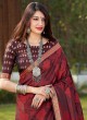 Breathtaking Print Banarasi Silk Maroon Traditional Saree