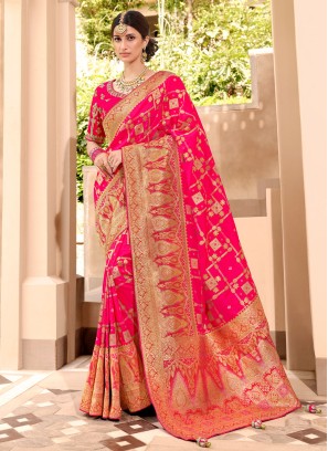 Pink Gaji Silk Trendy Saree