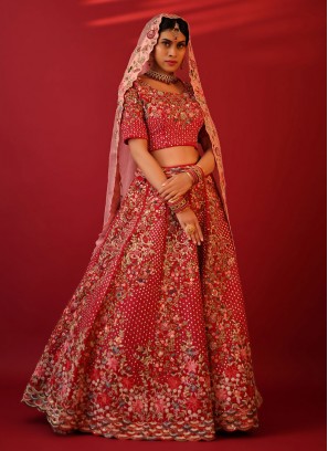 Bridal Wear Lehenga Choli In Rani Pink
