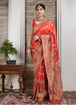 Bride Wear Maroon And Multi Banarasi Silk Saree