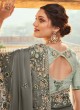 Elegant Grey Floral Embroidered Designer Saree