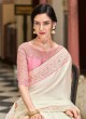 Off White Embroidered Classic Silk Saree