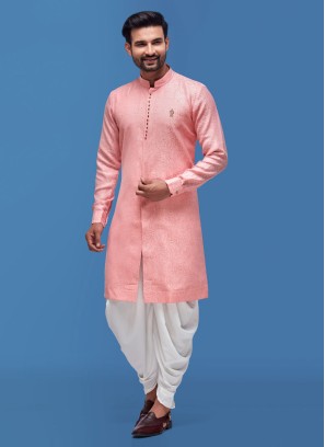 Brocade Pink And White Indowestern