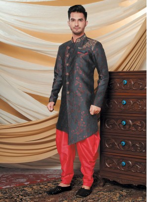 Brocade Silk Black Color Indowestern