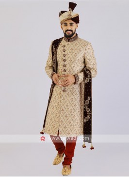 Brocade Silk Groom Sherwani