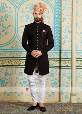 Brocade silk indo-western in black