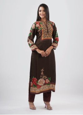 Brown Designer Kurti Set For Women