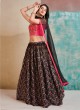 Black And Crimson Designer Choli Suit