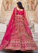 Rani Zari Embroidered Bridal Velvet Lehenga Choli