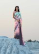 Casual Saree Abstract Print Faux Crepe in Multi Colour