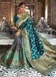 Catchy Grey and Teal Weaving Silk Shaded Saree