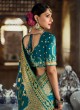 Catchy Grey and Teal Weaving Silk Shaded Saree