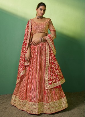 Beautiful Red Lehenga Choli In Georgette