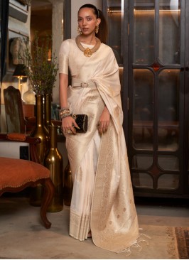 Charming Off White Georgette Saree