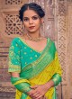 Yellow and Sea Green Classic Georgette Saree