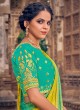 Yellow and Sea Green Classic Georgette Saree